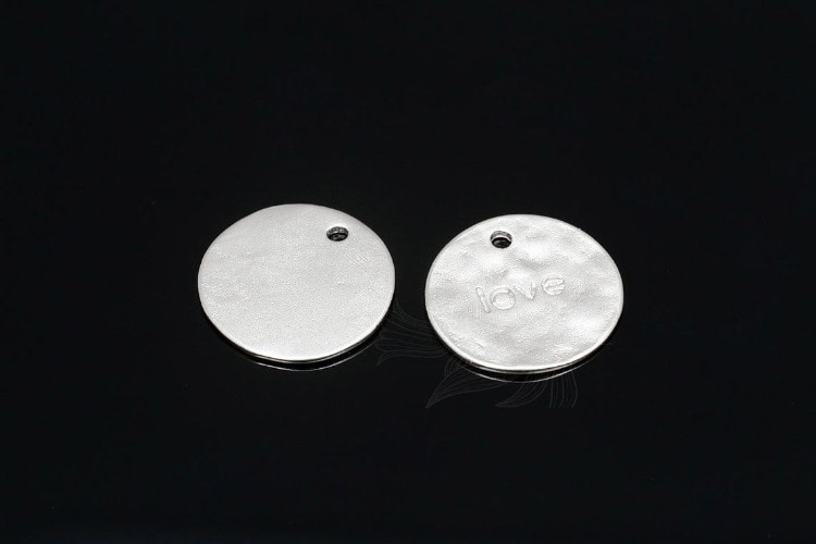 M1852-Matt Rhodium Plated-(2pcs)-Hammered Love Coin-Hammered Love Disc-Wholesale Charms, [PRODUCT_SEARCH_KEYWORD], JEWELFINGER-INBEAD, [CURRENT_CATE_NAME]