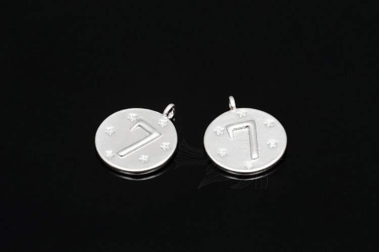 M1856-Matt Rhodium Plated-(2pcs)-Star Coin-Seven Coin Disc-Wholesale Charms, [PRODUCT_SEARCH_KEYWORD], JEWELFINGER-INBEAD, [CURRENT_CATE_NAME]