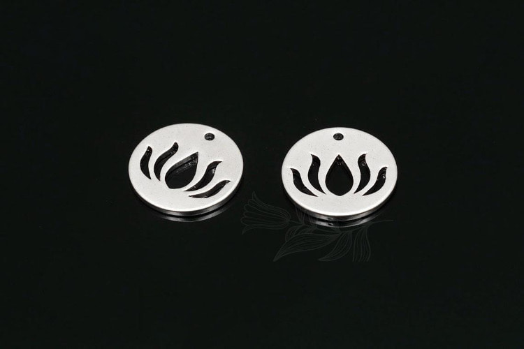 [W] M1866-Matt Rhodium Plated-(20 pcs)-Lotus Coin-Hallowed Flower Disc-Wholesale Charms, [PRODUCT_SEARCH_KEYWORD], JEWELFINGER-INBEAD, [CURRENT_CATE_NAME]