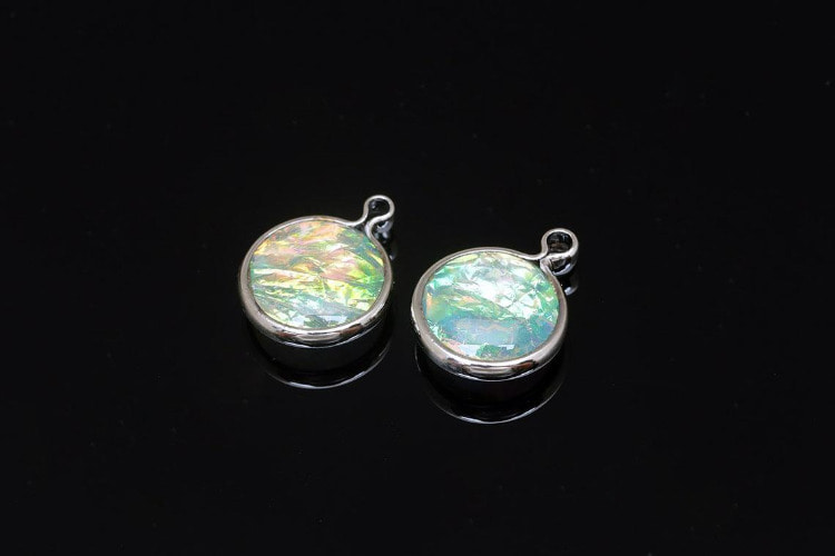H136-Rhodium Plated-(2pcs)-11mm Celluloid Coin Charms-Celluloid Disc Pendant-Wholesale Charms, [PRODUCT_SEARCH_KEYWORD], JEWELFINGER-INBEAD, [CURRENT_CATE_NAME]