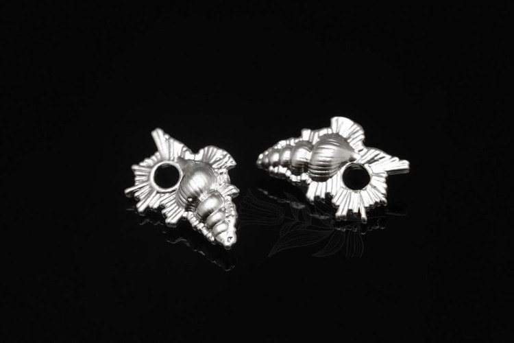 M1891-Matt Rhodium Plated-(2pcs)-Conch Shell Charm-Shell Charms-Wholesale Charms, [PRODUCT_SEARCH_KEYWORD], JEWELFINGER-INBEAD, [CURRENT_CATE_NAME]