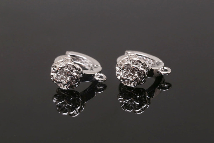 [W] M1058-Rhodium Plated-(10pairs)-10mm Flower Lever Back Earrings-Earring Component-Nickel free, [PRODUCT_SEARCH_KEYWORD], JEWELFINGER-INBEAD, [CURRENT_CATE_NAME]