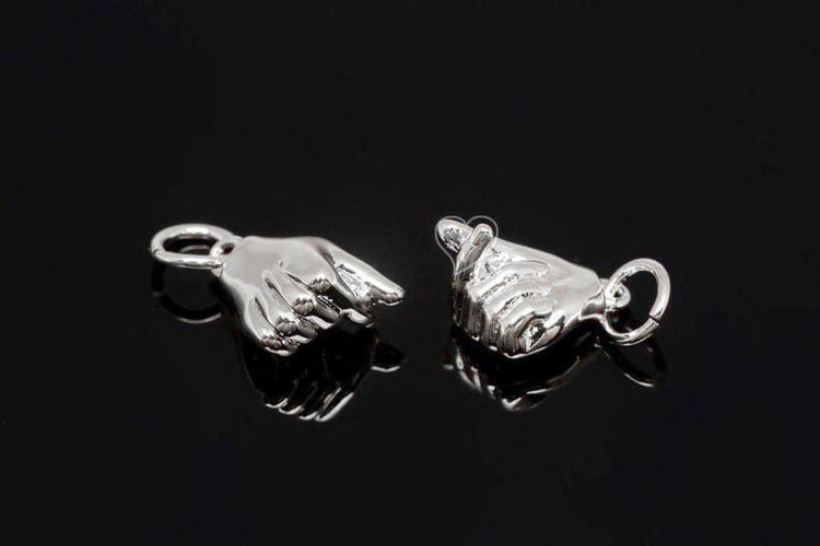 H1341-Rhodium Plated-(2pcs)-Love Hand Charms-Love Sign Charm-Tiny Love Hand Pendant-Wholesale Charms, [PRODUCT_SEARCH_KEYWORD], JEWELFINGER-INBEAD, [CURRENT_CATE_NAME]