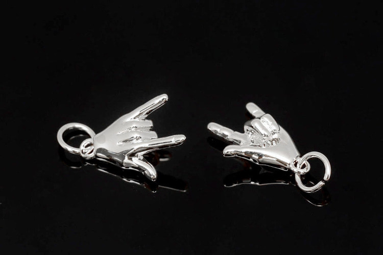 H1342-Rhodium Plated-(2pcs)-Peace Hand Charms-Peace Sign Charm-Tiny Peace Hand Pendant-Wholesale Charms, [PRODUCT_SEARCH_KEYWORD], JEWELFINGER-INBEAD, [CURRENT_CATE_NAME]
