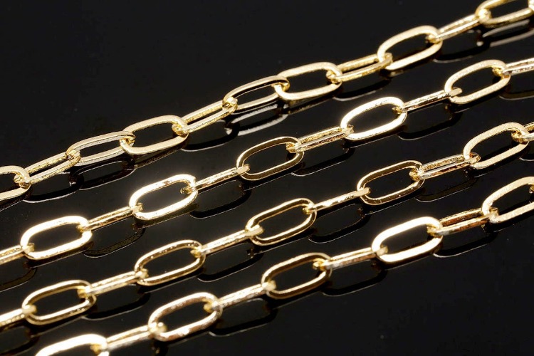 A002-Gold Plated 2.6*6 mm L-250 Ellipse Chain (1M), [PRODUCT_SEARCH_KEYWORD], JEWELFINGER-INBEAD, [CURRENT_CATE_NAME]