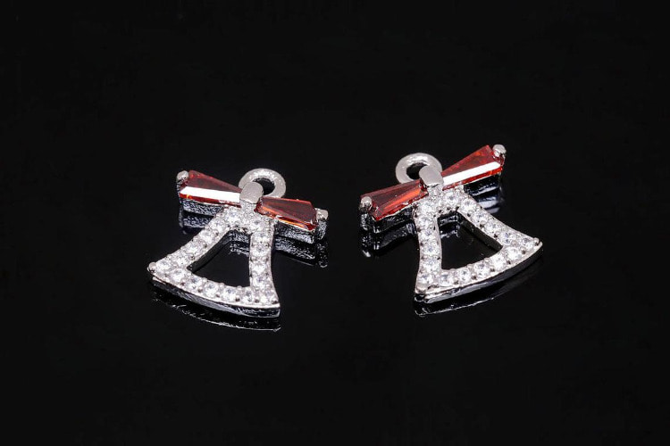 [W] H1322-Rhodium Plated-(20 pcs)-Cubic Christmas Bell Charm-Tiny Cubic Bell-Christmas Charms-Wholesale Charms, [PRODUCT_SEARCH_KEYWORD], JEWELFINGER-INBEAD, [CURRENT_CATE_NAME]