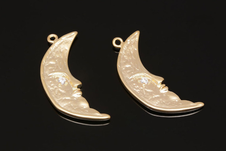 [W] H1329-Matt Gold Plated-(20pcs)-Cubic Crescent Moon Face Pendant-Moon Charms-Medallion Necklace Charm-Wholesale Pendants, [PRODUCT_SEARCH_KEYWORD], JEWELFINGER-INBEAD, [CURRENT_CATE_NAME]