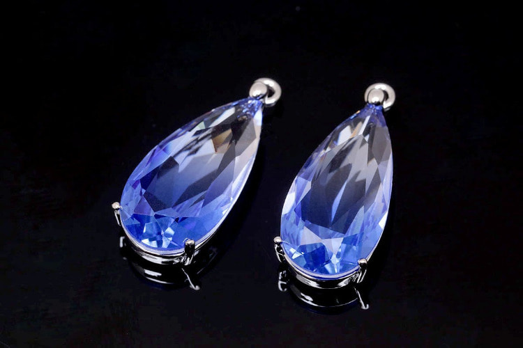 S1375-Rhodium Plated-(2pcs)-Glass Faceted Drop Pendant-Gradation Blue-Wholesale Pendants, [PRODUCT_SEARCH_KEYWORD], JEWELFINGER-INBEAD, [CURRENT_CATE_NAME]