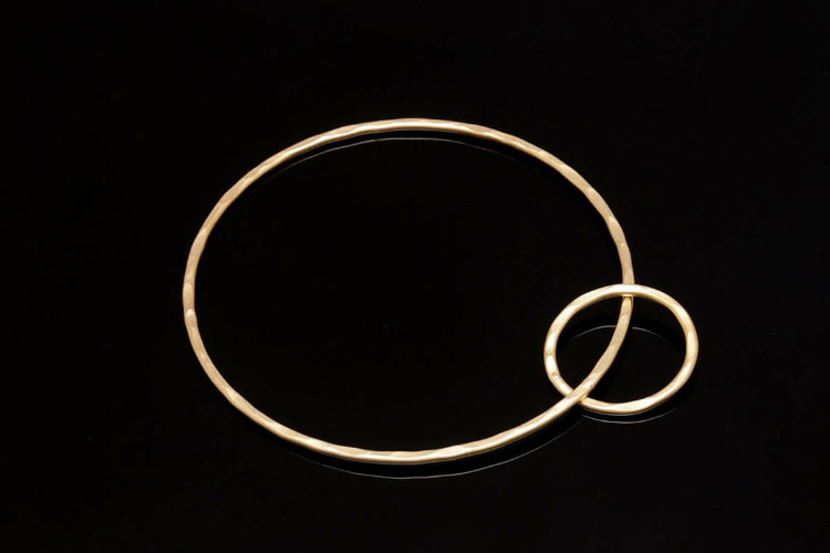 [W] E729-Matt Gold Plated-(20 pcs)-Round Link Pendant-Hammered Twin Ring Connector-Wholesale Pendants, [PRODUCT_SEARCH_KEYWORD], JEWELFINGER-INBEAD, [CURRENT_CATE_NAME]
