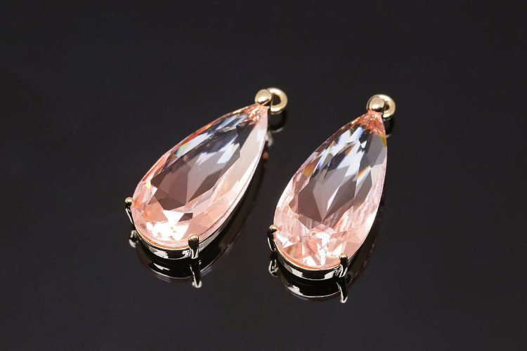 S1382-Gold Plated-(2pcs)-Glass Faceted Drop Pendant -Gradation Champagne-Wholesale Pendants, [PRODUCT_SEARCH_KEYWORD], JEWELFINGER-INBEAD, [CURRENT_CATE_NAME]