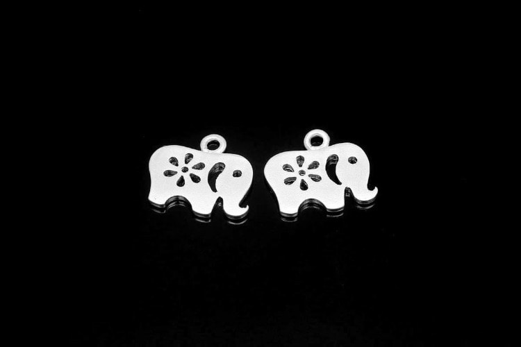 H1414-Matt Rhodium Plated-(2pcs)-Tiny Elephant Charms-Wholesale Charms, [PRODUCT_SEARCH_KEYWORD], JEWELFINGER-INBEAD, [CURRENT_CATE_NAME]