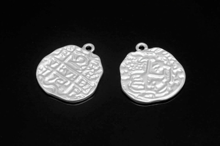 H1430-Matt Rhodium Plated-(2pcs)-Double Sided Vintage Pendant-Medallion Necklace Charm-Wholesale Pendants, [PRODUCT_SEARCH_KEYWORD], JEWELFINGER-INBEAD, [CURRENT_CATE_NAME]
