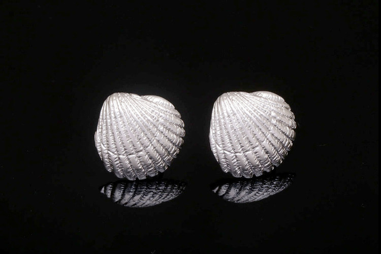 M118-Matt Rhodium Plated (1pairs)-Scallop Shell Post Earring-Scallop Shell Stud Earring-Silver Post, [PRODUCT_SEARCH_KEYWORD], JEWELFINGER-INBEAD, [CURRENT_CATE_NAME]