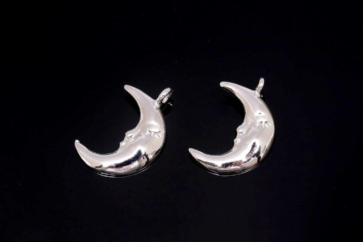 [W] M309-Rhodium Plated-(20 pcs)-Crescent Moon Face Charms-Tiny Moon Pendant-Medallion Necklace Charm-Wholesale Charms, [PRODUCT_SEARCH_KEYWORD], JEWELFINGER-INBEAD, [CURRENT_CATE_NAME]