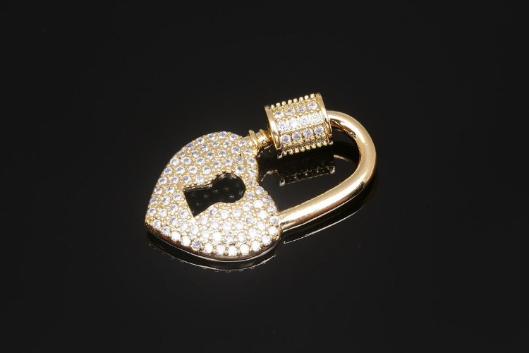 [W] BC038-Gold Plated-24*14mm Heart Cubic Screw Clasp(10pcs), [PRODUCT_SEARCH_KEYWORD], JEWELFINGER-INBEAD, [CURRENT_CATE_NAME]