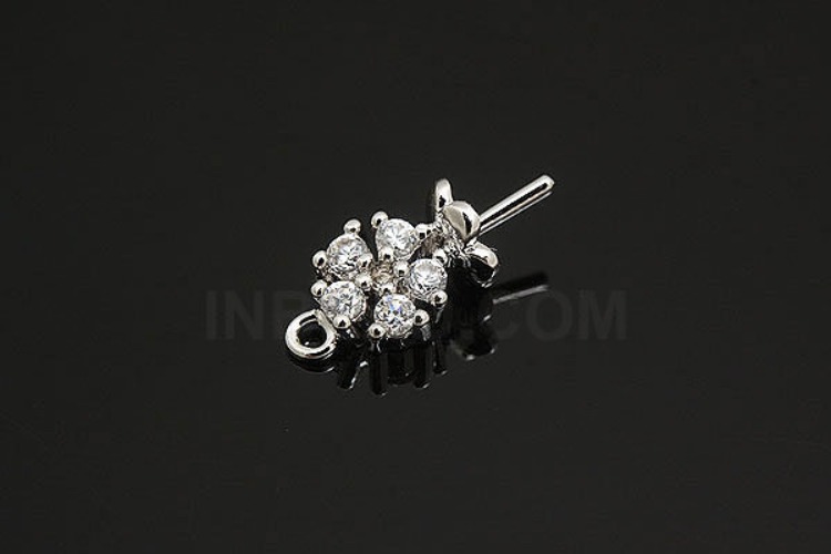 K728-Rhodium plated Cubic flower Beads cap (2pcs), [PRODUCT_SEARCH_KEYWORD], JEWELFINGER-INBEAD, [CURRENT_CATE_NAME]