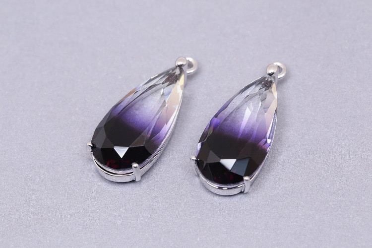S1379-Rhodium Plated-(2pcs)-Glass Faceted Drop Pendant-Gradation Purple-Wholesale Pendants, [PRODUCT_SEARCH_KEYWORD], JEWELFINGER-INBEAD, [CURRENT_CATE_NAME]