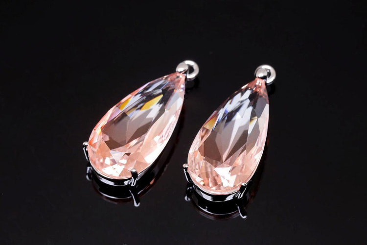 S1381-Rhodium Plated-(2pcs)-Glass Faceted Drop Pendant -Gradation Champagne-Wholesale Pendants, [PRODUCT_SEARCH_KEYWORD], JEWELFINGER-INBEAD, [CURRENT_CATE_NAME]