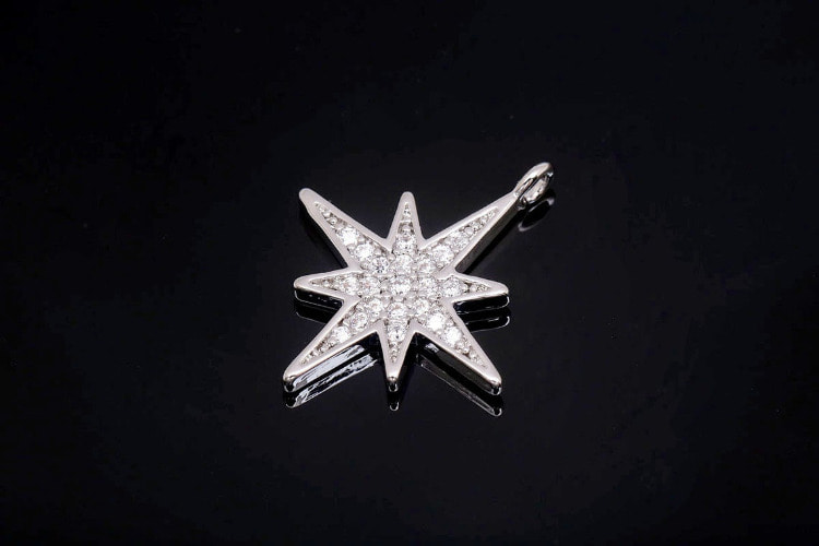 [W] M311-Rhodium Plated-(10pcs)-Brilliant CZ North Star Charm- North Star Pendant-Wholesale Charms, [PRODUCT_SEARCH_KEYWORD], JEWELFINGER-INBEAD, [CURRENT_CATE_NAME]