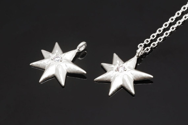 H606-Matt Rhodium Plated-(2pcs)-Cubic Starburst Charms-Cubic Sun Charm-Star Pendant-Wholesale Charms, [PRODUCT_SEARCH_KEYWORD], JEWELFINGER-INBEAD, [CURRENT_CATE_NAME]