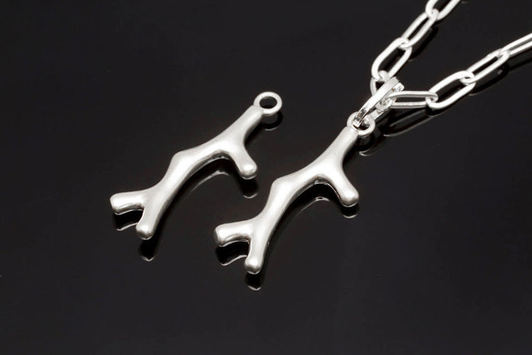 H032-Matt Rhodium Plated-(2pcs)-Tiny Coral Branch Charms-Tiny Coral Branch Pendant-Wholesale Charms, [PRODUCT_SEARCH_KEYWORD], JEWELFINGER-INBEAD, [CURRENT_CATE_NAME]
