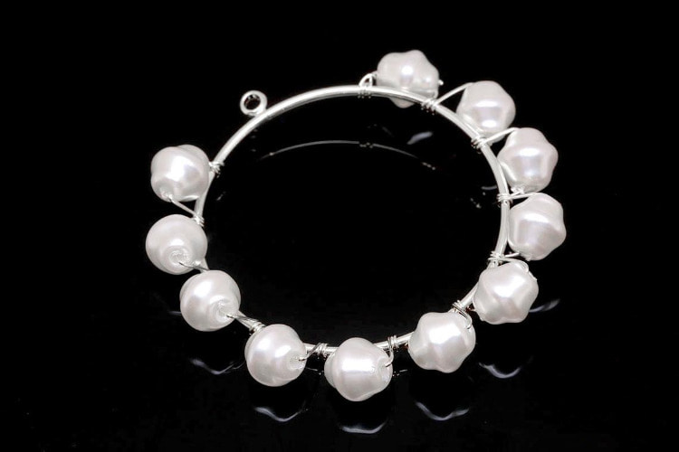 [W] B351-Rhodium Plated-(20 pcs)-Acrylic Pearl Circle Pendant, [PRODUCT_SEARCH_KEYWORD], JEWELFINGER-INBEAD, [CURRENT_CATE_NAME]