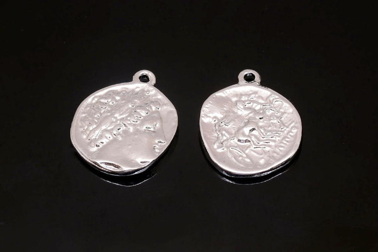 H924-Rhodium Plated-(2pcs)-Double Sided Vintage Pendant-Medallion Necklace Charm-Wholesale Pendants, [PRODUCT_SEARCH_KEYWORD], JEWELFINGER-INBEAD, [CURRENT_CATE_NAME]