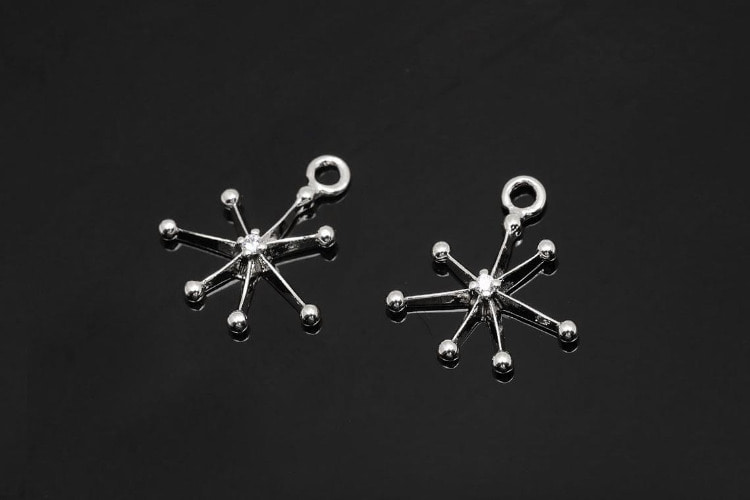[W] M407-Rhodium Plated-(20pcs)-Cubic Starburst Charms-Cubic Star Charm-Tiny North Star Pendant-Wholesale Charms, [PRODUCT_SEARCH_KEYWORD], JEWELFINGER-INBEAD, [CURRENT_CATE_NAME]