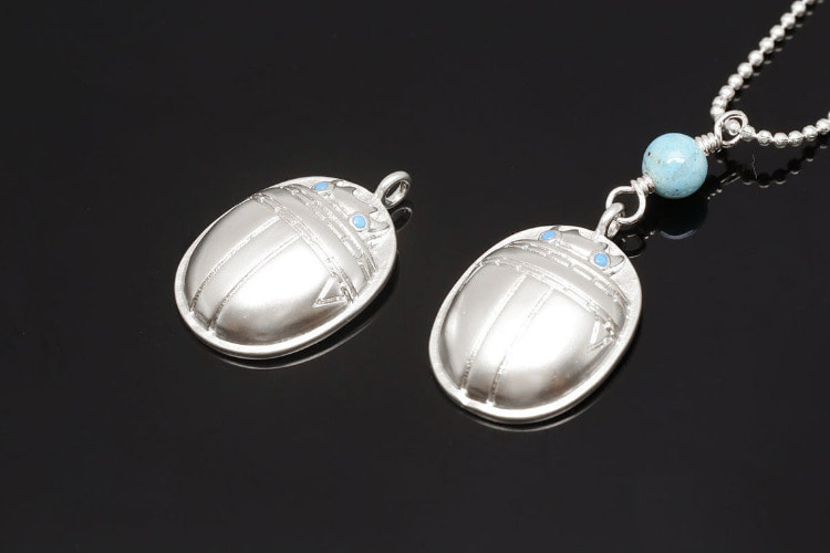 H067-Matt Rhodium Plated-(2pcs)-Turquoise Cubic Beetle Charms-Tiny Beetle Pendant-Wholesale Charms, [PRODUCT_SEARCH_KEYWORD], JEWELFINGER-INBEAD, [CURRENT_CATE_NAME]