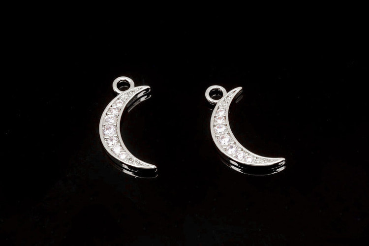 E742-Rhodium Plated-(2pcs)-Crescent Charms-Tiny Cubic Moon Charm-Wholesale Charms, [PRODUCT_SEARCH_KEYWORD], JEWELFINGER-INBEAD, [CURRENT_CATE_NAME]