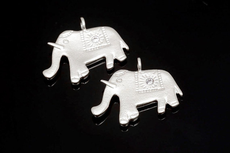 H443-Matt Rhodium Plated-(2pcs)-Cubic Elephant Charms-Wholesale Charms, [PRODUCT_SEARCH_KEYWORD], JEWELFINGER-INBEAD, [CURRENT_CATE_NAME]