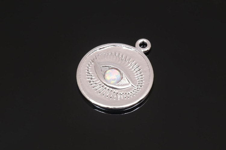 [W] M258-Rhodium Plated-(20 pcs)-Opal Coin Charms-Evil Eye Opal Charms-Wholesale Charms, [PRODUCT_SEARCH_KEYWORD], JEWELFINGER-INBEAD, [CURRENT_CATE_NAME]