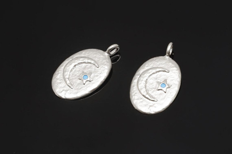 [W] H193-Matt Rhodium Plated-(20 pcs)-Turquoise Cubic Moon&amp;Star Charms-Wholesale Charms, [PRODUCT_SEARCH_KEYWORD], JEWELFINGER-INBEAD, [CURRENT_CATE_NAME]