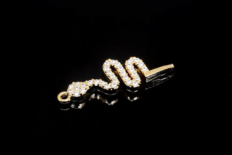 [W] C773-Gold Plated-(10 piece)-Micro Pave Snake Pendants-Snake Charm-Necklace Earring Making Supply-Wholesale Pendants, [PRODUCT_SEARCH_KEYWORD], JEWELFINGER-INBEAD, [CURRENT_CATE_NAME]