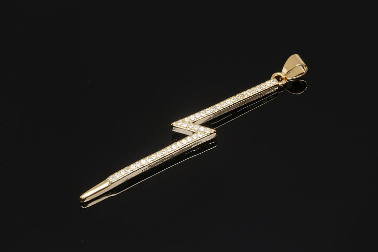 BC297-Gold Plated-(1piece)-Micro Pave Lightning Pendant-Cubic Lightning Bolt Necklace Charms-Wholesale Pendants, [PRODUCT_SEARCH_KEYWORD], JEWELFINGER-INBEAD, [CURRENT_CATE_NAME]