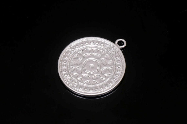 M1133-Matt Rhodium Plated-(2pcs)-Coin Charms-Medallion Necklace Charm-Jewelry Findings-Layering Charms-Wholesale Charms, [PRODUCT_SEARCH_KEYWORD], JEWELFINGER-INBEAD, [CURRENT_CATE_NAME]