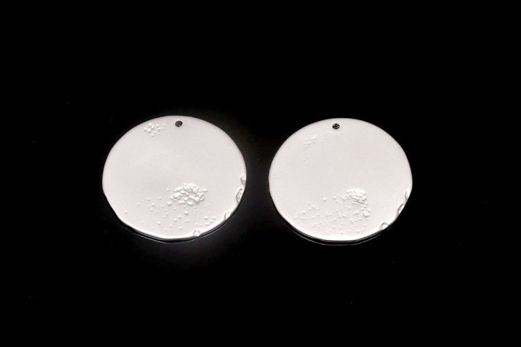 F20-Matt Rhodium Plated-(2pcs)-Round Charm-Coin Pendant-Necklace Earrings Making Supply-Wholesale Charms, [PRODUCT_SEARCH_KEYWORD], JEWELFINGER-INBEAD, [CURRENT_CATE_NAME]