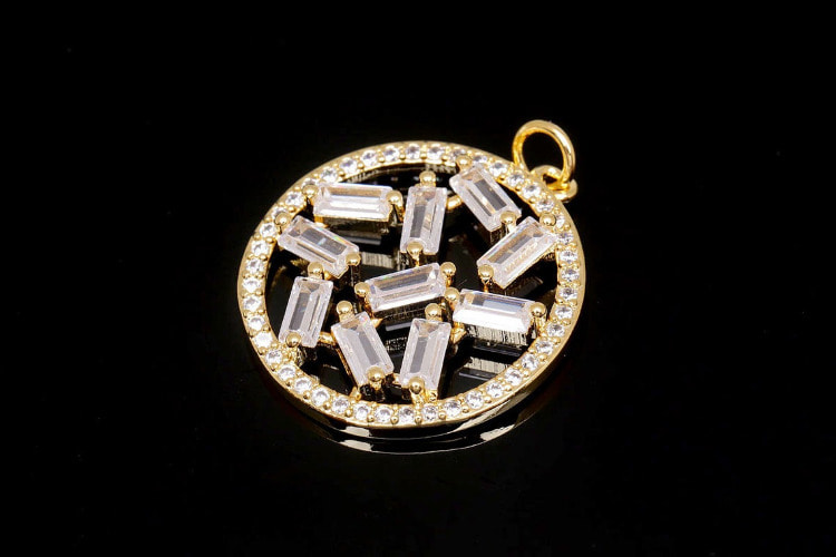 [W] BC280-Gold Plated-(10 pieces )-Micro Pave Coin Pendant-Baguette-Cut Round Charms-Wholesale Pendants, [PRODUCT_SEARCH_KEYWORD], JEWELFINGER-INBEAD, [CURRENT_CATE_NAME]