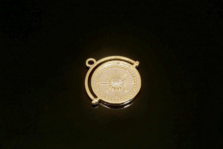 [W] CH0072-Gold Plated-(20pcs)-Starburst Coin Charms-Compass Medallion Pendant-Necklace Bracelet Making Supply-Wholesale Charms, [PRODUCT_SEARCH_KEYWORD], JEWELFINGER-INBEAD, [CURRENT_CATE_NAME]
