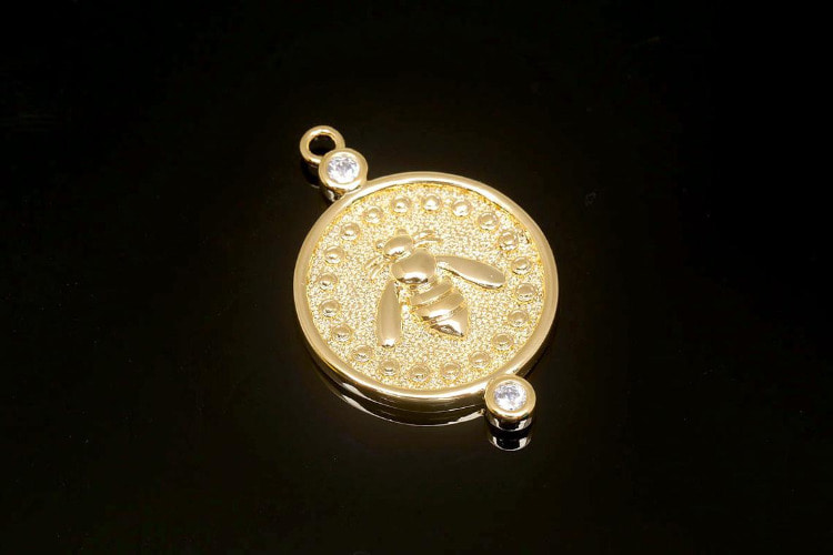 [W] CH0069-Gold Plated-(20pcs)-Bee Medallion Pendant-Cubic Coin Charms-Necklace Bracelet Making Supply-Wholesale Pendants, [PRODUCT_SEARCH_KEYWORD], JEWELFINGER-INBEAD, [CURRENT_CATE_NAME]