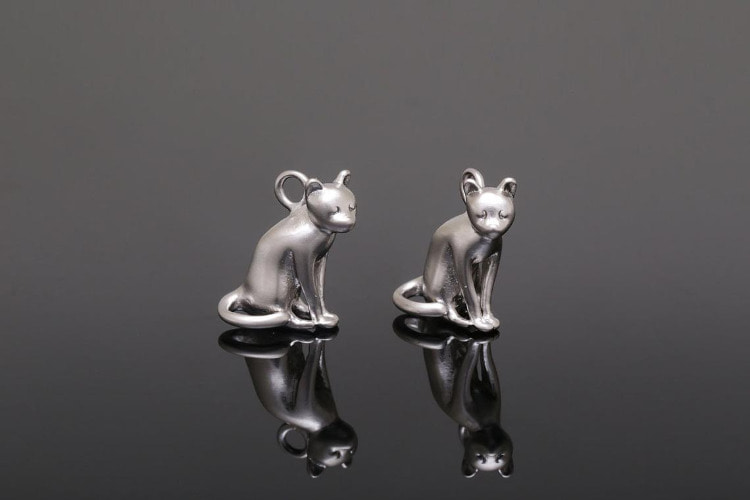 [W] F18-Matt Rhodium Plated-(20pcs)-Brass Cat Charm-Cat Pendant-Animal Charms-Wholesale Charms, [PRODUCT_SEARCH_KEYWORD], JEWELFINGER-INBEAD, [CURRENT_CATE_NAME]