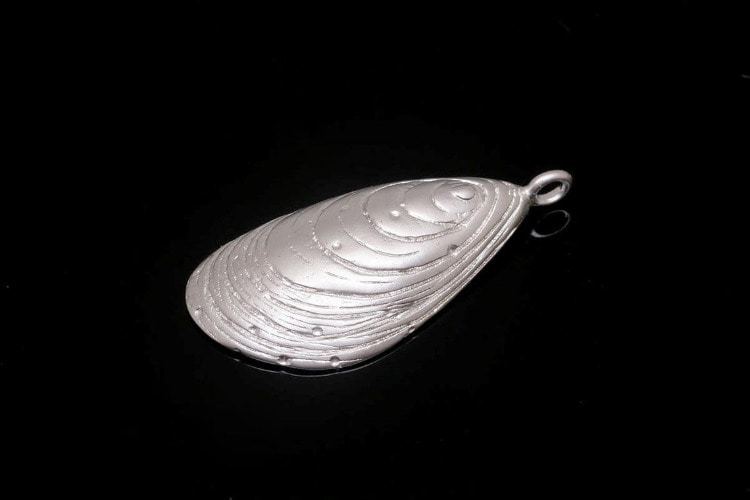 [W] M1139-Matt Rhodium Plated-(20pcs)-12*25mm Clam Charm-Medallion Necklace Pendant-Jewelry Findings-Layering Charms-Wholesale Charms, [PRODUCT_SEARCH_KEYWORD], JEWELFINGER-INBEAD, [CURRENT_CATE_NAME]