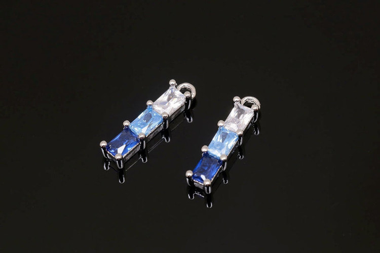 F07-Rhodium Plated-(2pcs)-Blue Cubic Gradation Tiny Bar Charms-Dainty Cubic Bar Pendant-Wholesale Charms, [PRODUCT_SEARCH_KEYWORD], JEWELFINGER-INBEAD, [CURRENT_CATE_NAME]