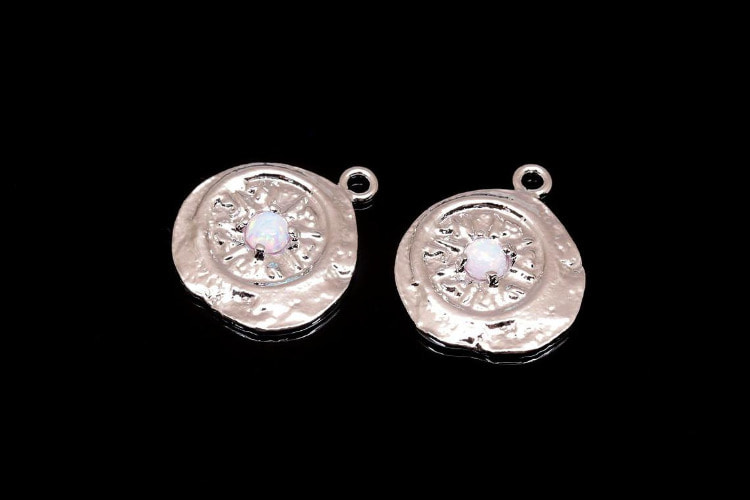 [W] 4-Rhodium Plated-(20pcs)-Opal Coin Charms-Medallion Necklace Charm-Wholesale Charms, [PRODUCT_SEARCH_KEYWORD], JEWELFINGER-INBEAD, [CURRENT_CATE_NAME]