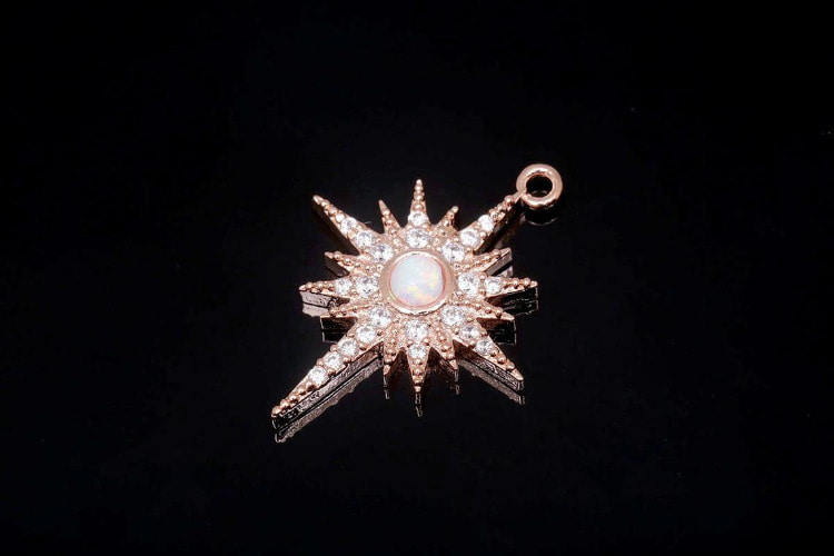 M1114-Pink Gold Plated-(2pcs)-Opal Sun Charms-Opal Starburst Pendant-Medallion Necklace Charm-Necklace Bracelet Making Supply-Wholesale Charms, [PRODUCT_SEARCH_KEYWORD], JEWELFINGER-INBEAD, [CURRENT_CATE_NAME]