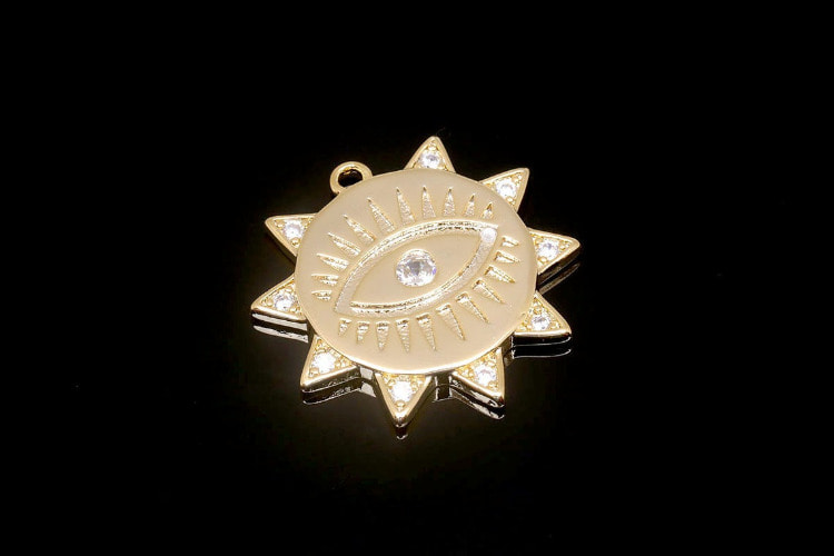 [W] CH0019-Gold Plated-(20 pcs)-Cubic Evil Eye Charm-Sun Pendant-Necklace Making Supply-Wholesale Pendants, [PRODUCT_SEARCH_KEYWORD], JEWELFINGER-INBEAD, [CURRENT_CATE_NAME]