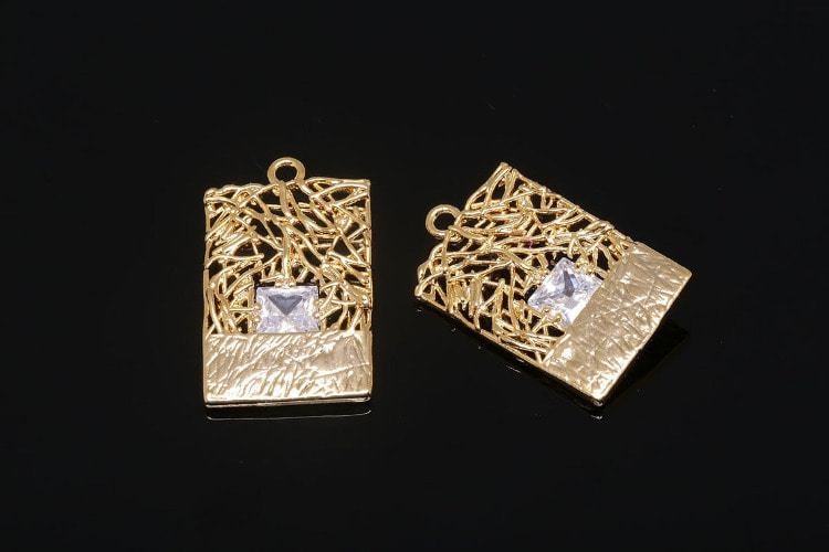 [W] M1115-Gold Plated-(20 pcs)-Cubic Rectangle Pendants-Medallion Necklace Pendant-Wedding jewerly-Bridal Jewelry Findings-Wholesale Pendants, [PRODUCT_SEARCH_KEYWORD], JEWELFINGER-INBEAD, [CURRENT_CATE_NAME]