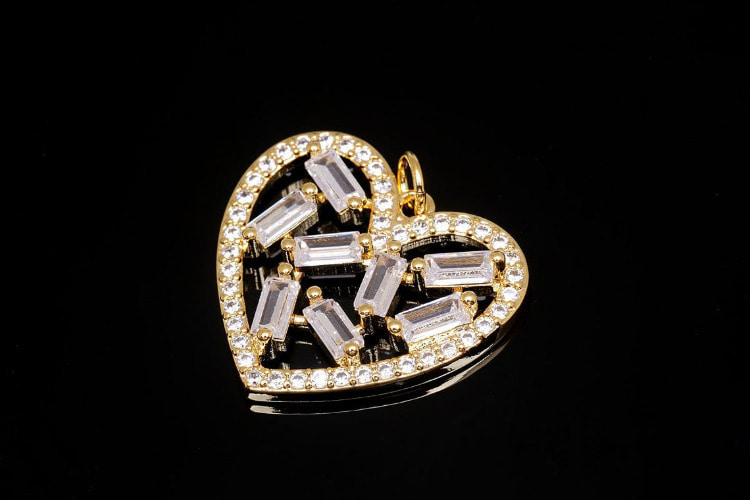 [W] BC281-Gold Plated-(10 pieces )-Micro Pave Heart Pendant-Baguette-Cut Heart Charms-Wholesale Pendants, [PRODUCT_SEARCH_KEYWORD], JEWELFINGER-INBEAD, [CURRENT_CATE_NAME]