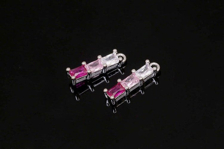 F09-Rhodium Plated-(2pcs)-Pink Cubic Gradation Tiny Bar Charms-Dainty Cubic Bar Pendant-Wholesale Charms, [PRODUCT_SEARCH_KEYWORD], JEWELFINGER-INBEAD, [CURRENT_CATE_NAME]