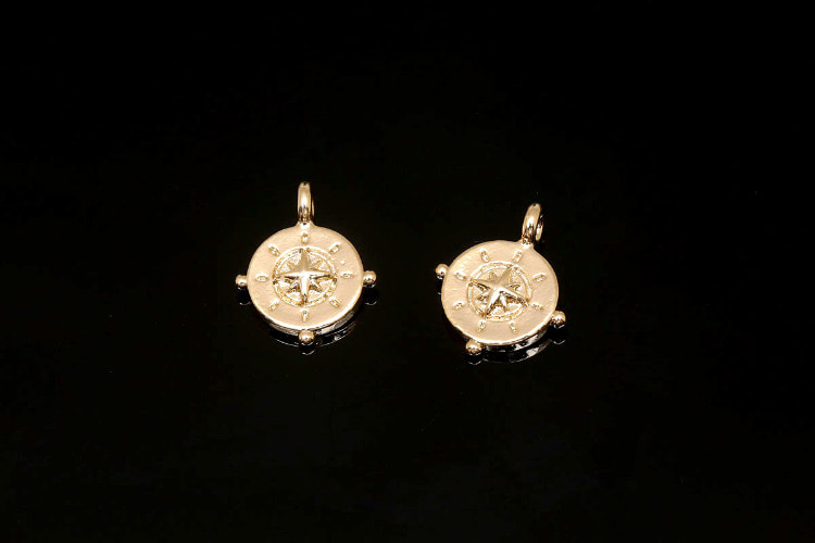 [W] F55-Gold Plated-(20pcs)-Starburst Tiny Coin Charms-Compass Medallion Pendant-Necklace Bracelet Making Supply-Wholesale Charms, [PRODUCT_SEARCH_KEYWORD], JEWELFINGER-INBEAD, [CURRENT_CATE_NAME]